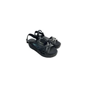 Black Sandal Platform Wedges Woven Straw Heels Size 11 Black Summer A‎ New Day